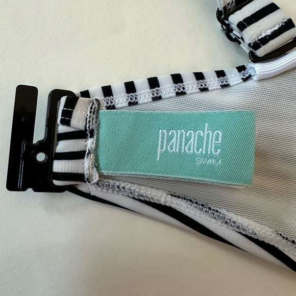 Panache Bikini Swim Top Removable Strap Black and White Stripes Size 34FF - Picture 10 of 12